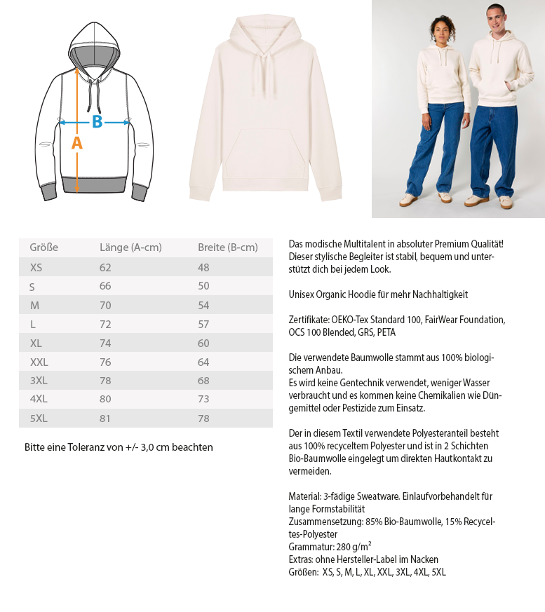 Mühlen Kölsch Hoodie mit Stick  - Unisex Organic Hoodie 2.0 ST/ST mit Stick Shirtee